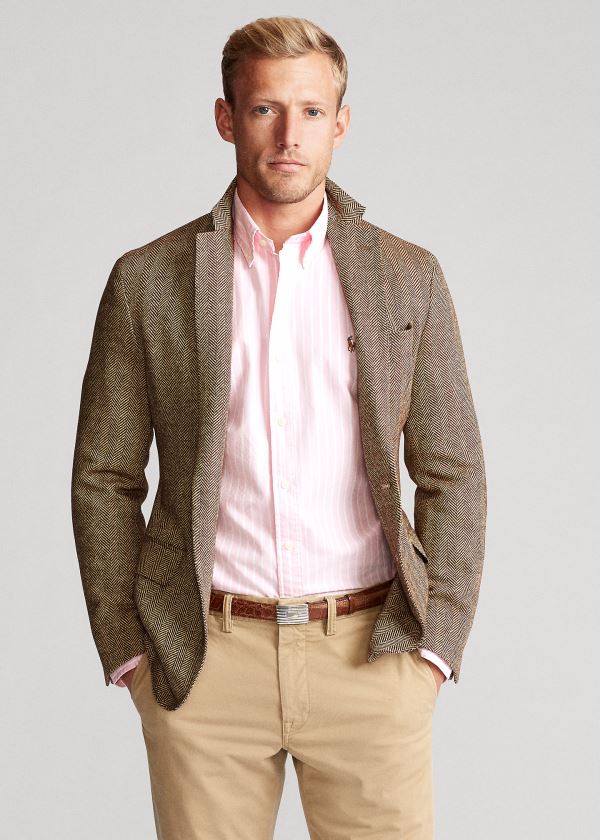 Camisa Oxford Polo Ralph Lauren Hombre Rosas / Blancos - Striped - HGZRB2347